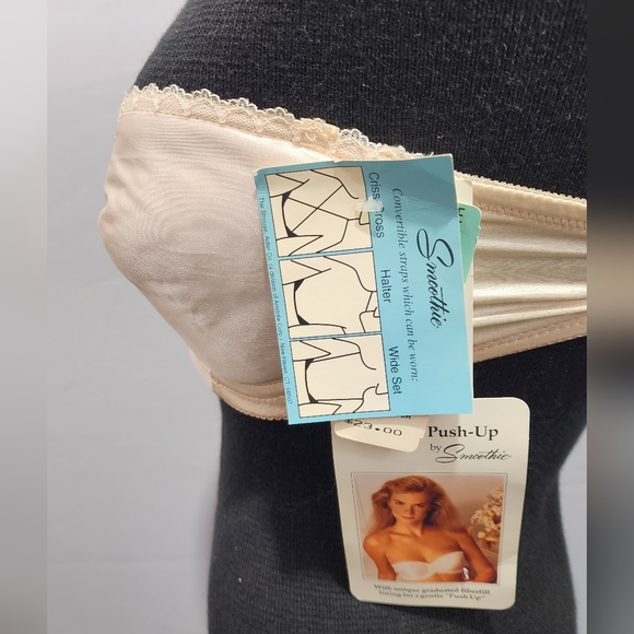 ♥️ NWT VINTAGE STRAPLESS PUSH-UP BRA BY SMOOTHIE - 36B - BLUSH ♥️ - Picture 3 of 12